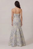 Strapless Bowed Mermaid Dusty Blue Wedding Guest Dress