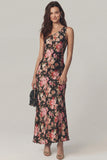 One Shoulder Pink Floral Maxi Wedding Guest Dress