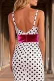 Black and White Polka Dot Mermaid Maxi Prom Dress
