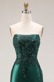 Strapless Royal Blue Mermaid Beaded Sequin Prom Dress