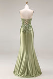 Strapless Royal Blue Mermaid Beaded Sequin Prom Dress