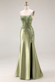 Strapless Royal Blue Mermaid Beaded Sequin Prom Dress