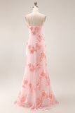Yellow Appliqued Ruffled Prom Dress with Slit