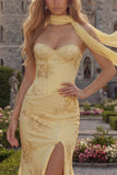 Mermaid Strapless Blush Corset Prom Dress