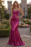 Green Mermaid Strapless Ruched Prom Dress
