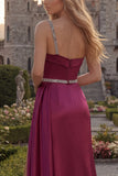 Sparkly One Shoulder Dark Green Ruched Prom Dress