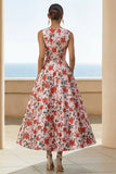 A Line Pink Floral Wedding Guest Dress with Pockets
