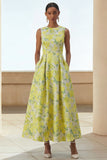 Floral A Line Daffodi Wedding Guest Dress with Pockets