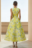 Floral A Line Daffodi Wedding Guest Dress with Pockets