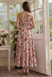 Floral One Shoulder Pink A Line Wedding Guest Dress