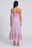 Floral Lilac A Line Ruffled Wedding Guest Dress