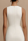 Bodycon Cut Out Midi White Dress with Slit
