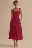 Basque Waist A Line Corset Midi White Dress