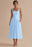 Basque Waist A Line Corset Midi White Dress