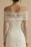 Off the Shoulder Ruched Bodycon Mini White Dress