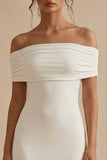 Off the Shoulder Ruched White Dress