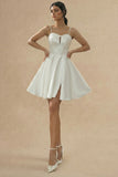 Satin A Line Corset Cut Out Mini White Dress