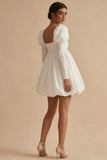 Long Sleeve A Line Mini White Dress
