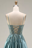 Sequin Corset A Line Appliqued Agave Prom Dress