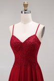 2 Piece Burgundy A Line Appliqued Beaded Mother of the Bride Dress
