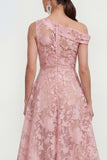 Floral Yellow Asymmetrical Neck A Line Wedding Guest Dress