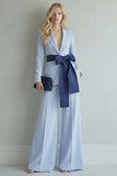 Pink Peaked Lapel 2 Piece Women Suits with Belt