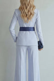 Pink Peaked Lapel 2 Piece Women Suits with Belt