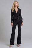 2 Piece Ruffled Fuchsia Slim Fit Women Suits