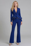 2 Piece Ruffled Fuchsia Slim Fit Women Suits