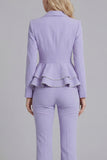 2 Piece Ruffled Fuchsia Slim Fit Women Suits