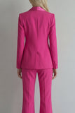 Blue 2 Piece Peaked Lapel Double Breasted Women Suits