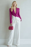 Colorblock Black Pink 2 Piece Slim Fit Women Suits