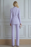2 Piece Notched Lapel Lilac Women Suits with Belt