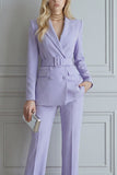 2 Piece Notched Lapel Lilac Women Suits with Belt