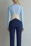 Blue Navy Cut Out 2 Piece Colorblock Slim Fit Women Suits
