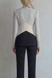 Blue Navy Cut Out 2 Piece Colorblock Slim Fit Women Suits