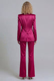 Peaked Lapel Satin Blue 2 Piece Single Buckle Women Suits