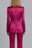 Peaked Lapel Satin Blue 2 Piece Single Buckle Women Suits