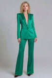 Peaked Lapel Satin Blue 2 Piece Single Buckle Women Suits