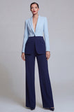 Peaked Lapel Black Pink 2 Piece Single Buckle Colorblock Women Suits