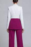 Peaked Lapel Black Pink 2 Piece Single Buckle Colorblock Women Suits