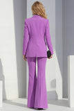 Purple 2 Piece Single Buckle Classic Women Suits