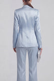 White Peaked Lapel 2 Piece Satin Women Suits