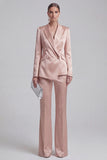 White Peaked Lapel 2 Piece Satin Women Suits
