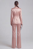 White Peaked Lapel 2 Piece Satin Women Suits