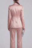 White Peaked Lapel 2 Piece Satin Women Suits