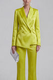 White Peaked Lapel 2 Piece Satin Women Suits