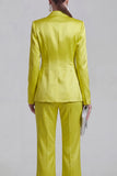 White Peaked Lapel 2 Piece Satin Women Suits