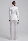 White Peaked Lapel 2 Piece Satin Women Suits