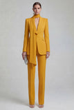 Shawl Lapel Blue 2 Piece Satin Single Buckle Women Suits